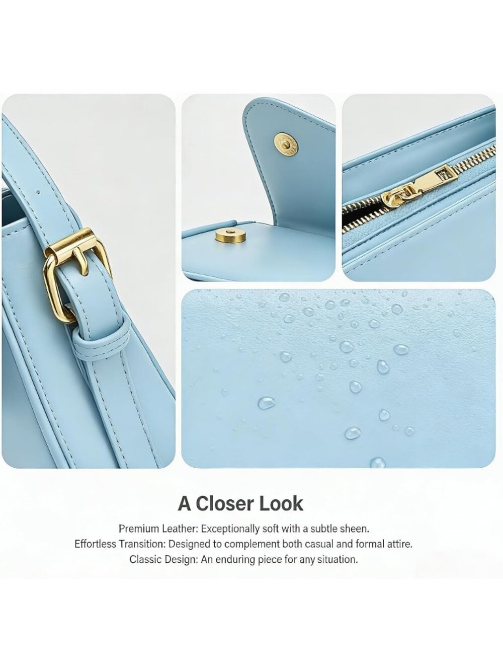 Women's Blue PU Leather Underarm Crossbody Purse Adjustable Strap Handbag - Picture 5 of 6